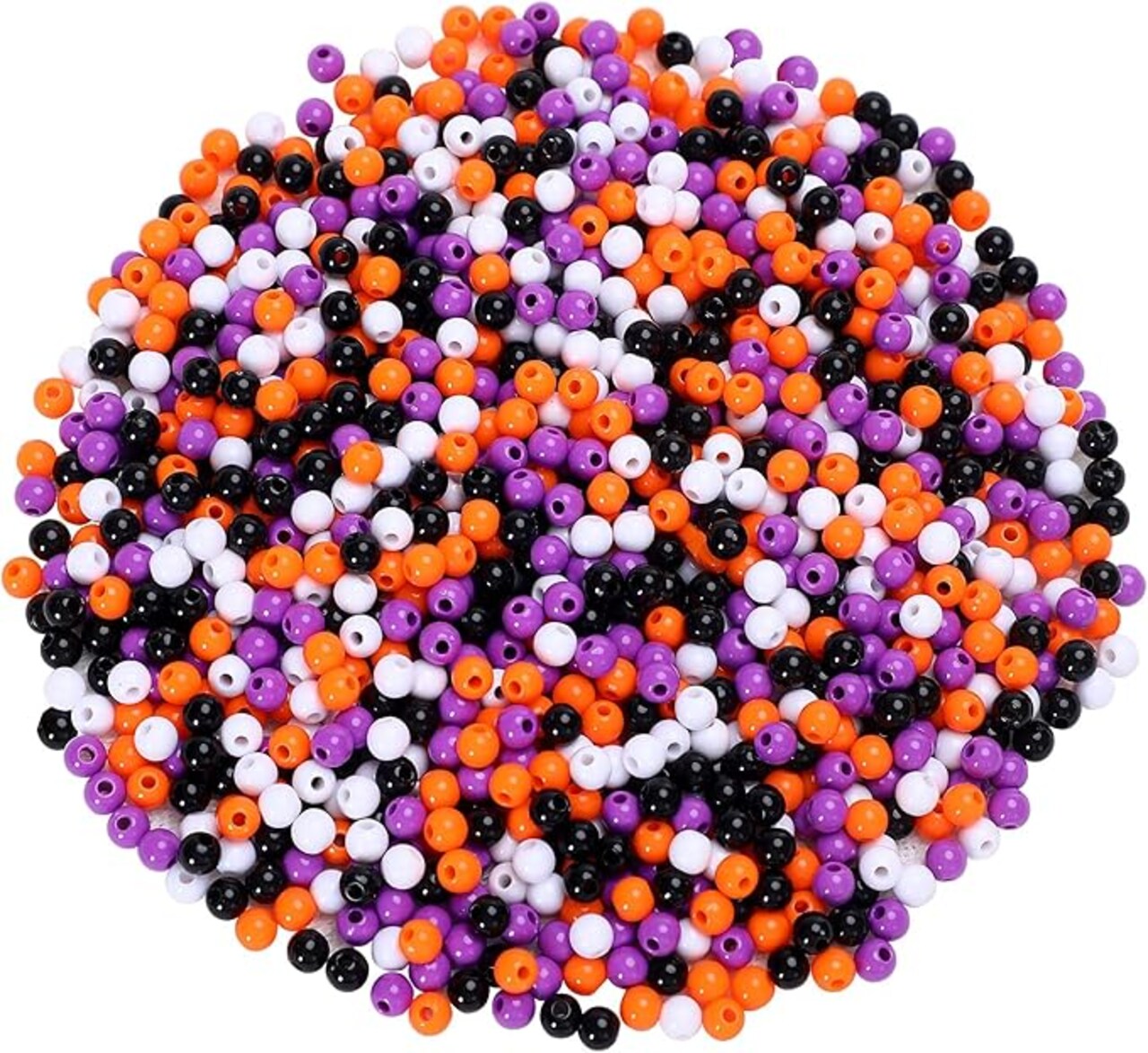 1500pcs Halloween Beads for Jewelry Making - 6mm Round Pony Beads & Plastic Spacers - Orange, Purple, Black & White Small Charms for DIY Bracelets, Necklaces & Hair Crafts